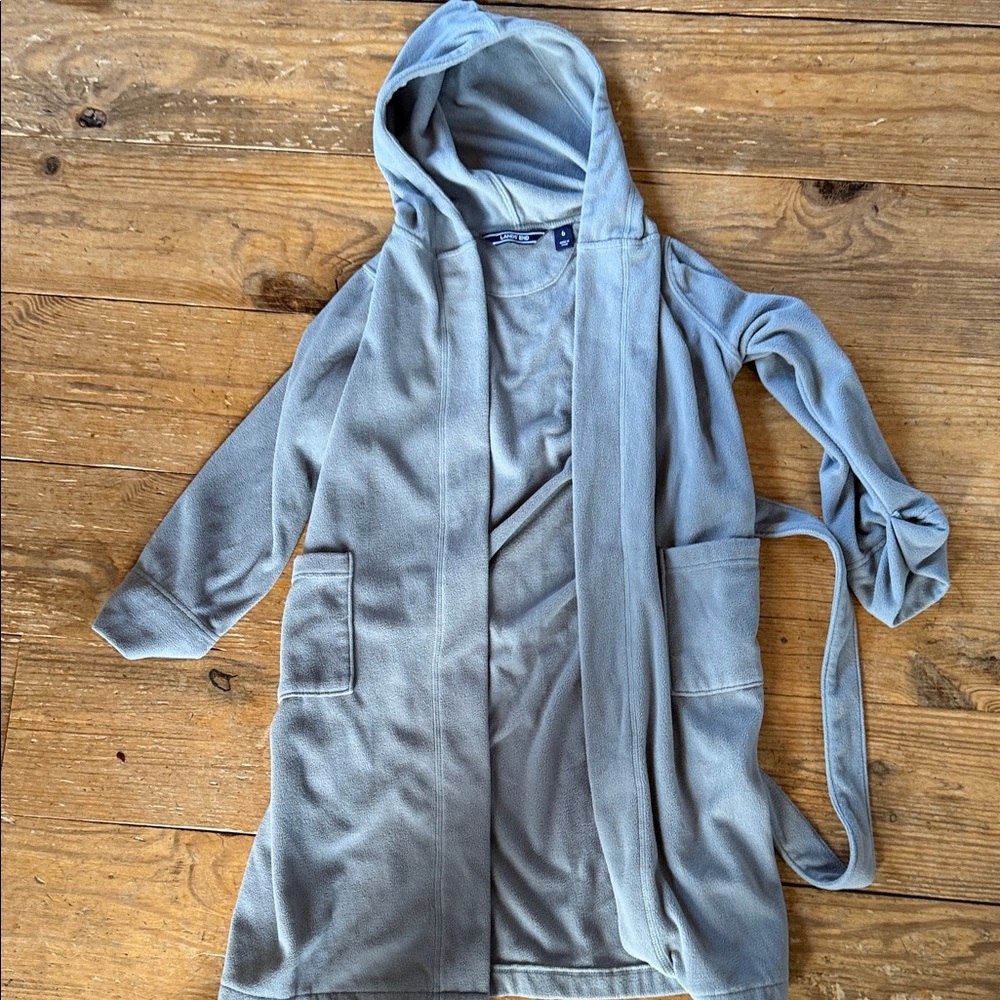 Lands End Kids Gray Hooded fleece robe